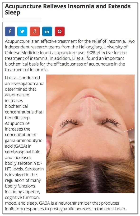 Acupuncture Relieves Insomnia study