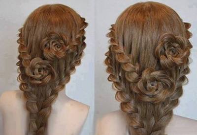 rose bud hair braid for woman