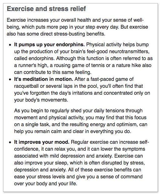 exercise stress relief